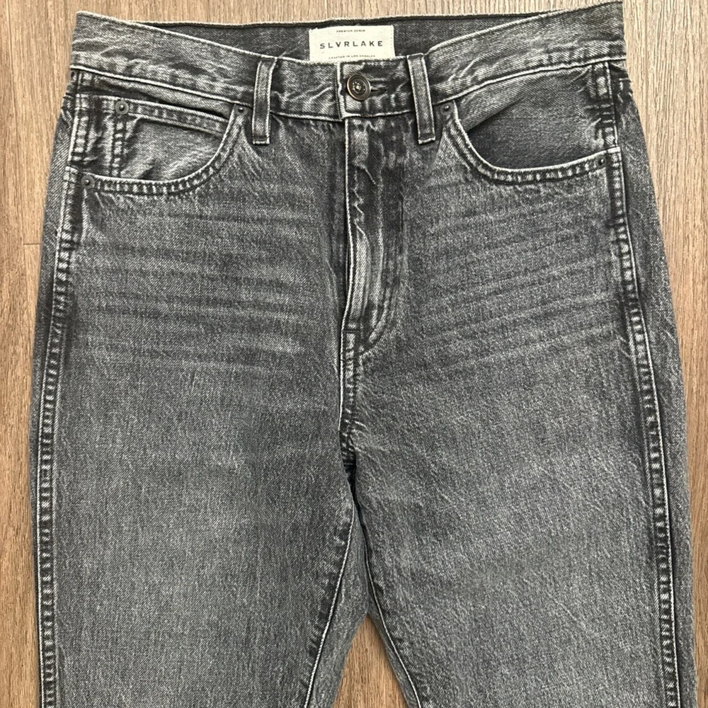 Slvrlake Stella high waisted straight leg, black gray jeans, size 28
